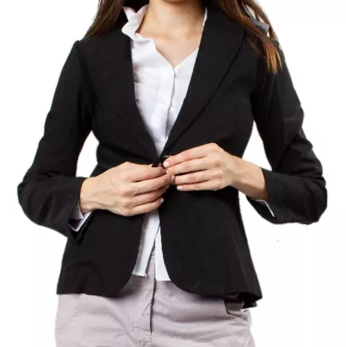 Consejo obtener Ingenioso Blazer Saco Mujer Largo Elastizado Entallado Vestir Negro