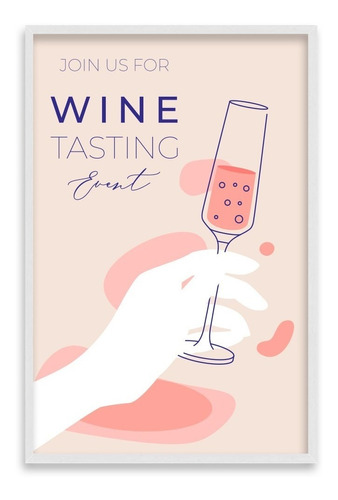 Quadro Decorativo Frases Vinho Wine Rose Azul 40x60cm