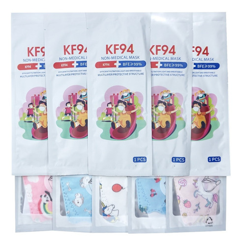 Imagen 2 de 9 de Cubrebocas Kf94 Infantil Certificados Mascarillas10 Pz