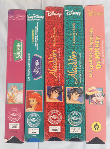 Lote 5 Vhs Series Disney Aladdin Sirenita Mickey Videovisa (Usado)