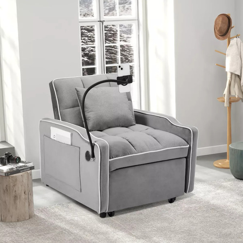 Sofá Cama Sillón Reclinable Convertible 3 En 1+soportes