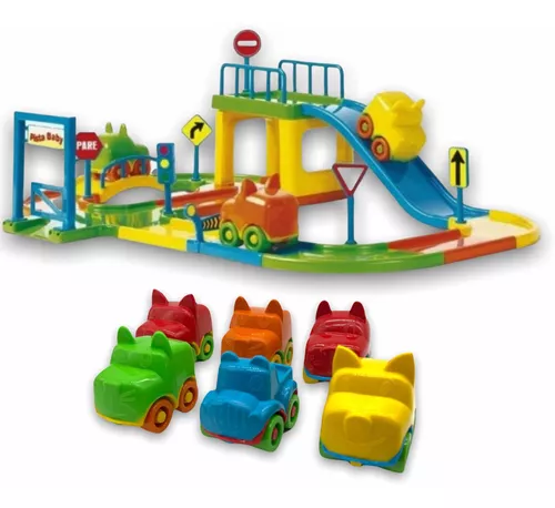 Pista De Carrinhos Brinquedo Corrida Infantil Com 6 Carros - DengoToys -  Brinquedos e Muito Mais!