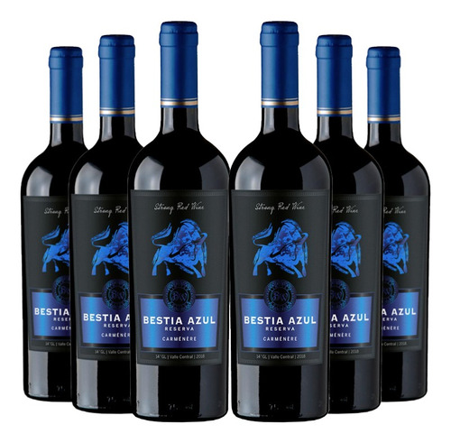 6 Vinos Bestia Azul Reserva Carmenere