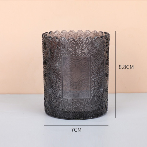 Recipiente Vaso De Vidrio Labrado Para Velas 250ml Pack 6u. Negro