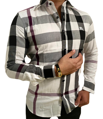 Camisa Tradicional A Cuadros Blanco