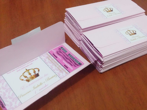 Imagem 10 de 10 de 25 Convite Ingresso Envelope Color Aniversário Personalizado