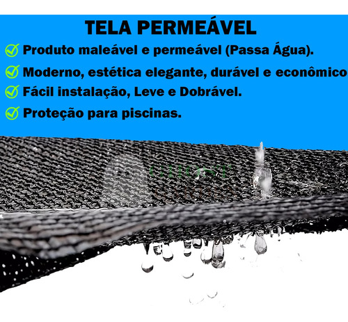 Tela Sombrite Cobertura Piscina 80% 1,5x5 Acabamento Alças