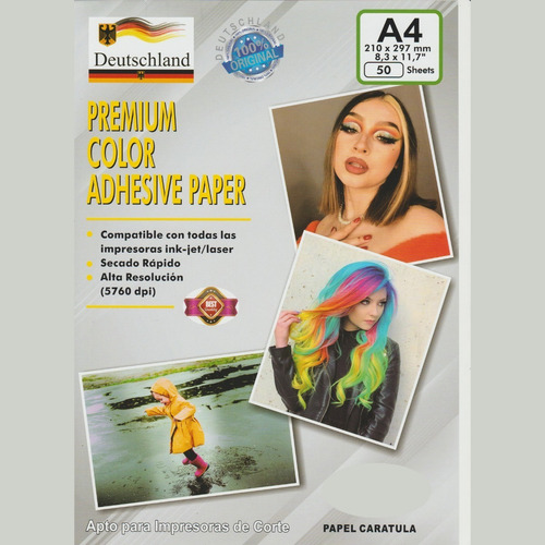 Papel Adhesivo Color A4 50 Hojas