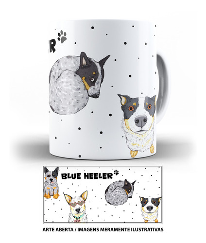 Caneca Blue Heeler Amo Cachorros Amo Pets Amo Dog