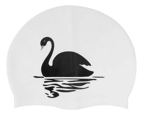 Swan Impreso Gorro Natacion Silicona Impermeable Pelo Largo