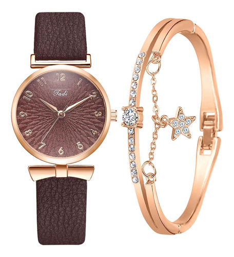 Conjunto De Relojes W Bracelet Para Mujer, Diseño De Flores,