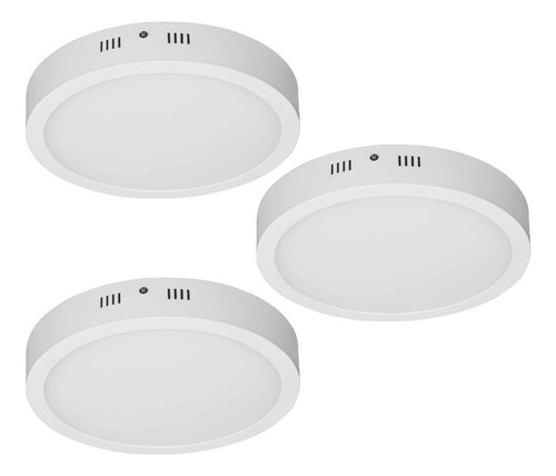 Kit De 3 Piezas Panel Led Redondo Plafon 24w Sobreponer /e