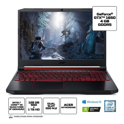 Notebook Gamer Acer An515-54-528v Ci5 8gb 1tb 128gb Gtx1650