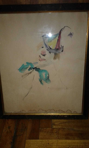 Acuarela Payaso De Otero Maffoni 55x47 Cm