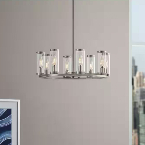 Lampara De Techo Moderna Niquel Cepillado 8 Luces 20'' Estructura Gris