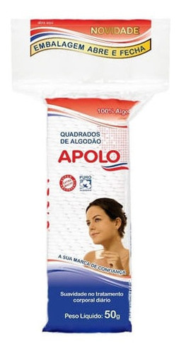 Algodão Apolo Quadrados Zip Lock 50g (embalagem Abre Fecha)