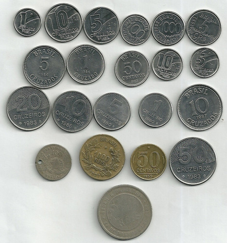 1000 Réis 1927 + 50 Centavos 1955 1987 +1 Cruzeiro 1980 +16m