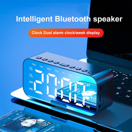 Alto-falante Bt Clock, Despertador Portátil Com Rádio Fm E