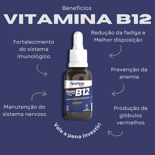 Vitamina B12 Sublingual Vegano Apisnutri Em Gotas 20ml