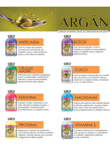 24 Ampollas Capilares De 25ml Argan Fu - mL a $6000