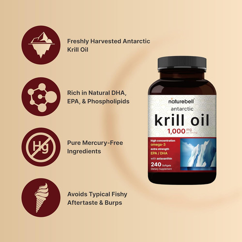 Krill Oil Astaxantina 1200 Mg/180 Caps Omega 3 Epa, Dha