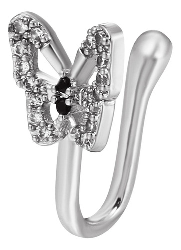 Anillo De Nariz Falsa Con Clip Único En Forma De Mariposa