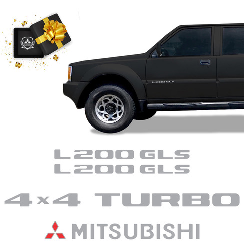 Adesivos L200 Gls 4x4 Turbo 2001/ Emblemas Mitsubishi Prata