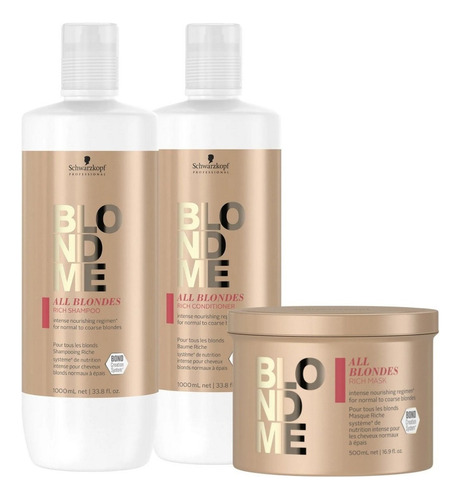 Kit Profissional Schwarzkopf Blondme All Blondes Rich 3p