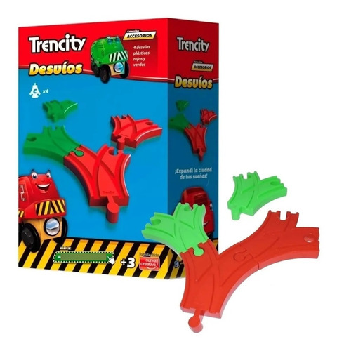 Trencity Set Desvíos Plastico Rojo Verde 4 Piezas 
