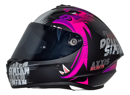 Casco para moto Axxis Draken  negro y rosa simian talle M 