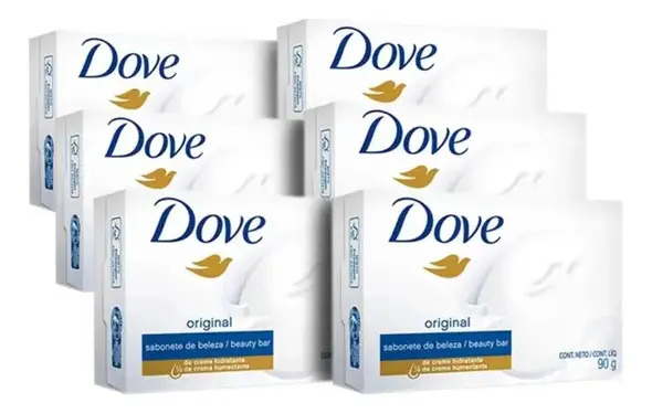Kit com 48 Sabonetes em Barra Dove Branco para Hidratação e Limpeza da Pele