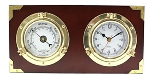 Reloj Y Barómetro En Madera De Teca