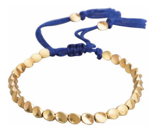 Pulsera Tibetana Cobre Mujer Hecha A Mano Color Azul Rey Diámetro 16 Cm Largo 16 Cm