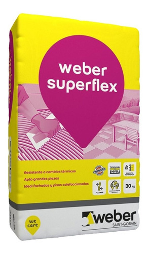 Pegamento Weber Superflex Piso Exterior Losa Radiante 30kg