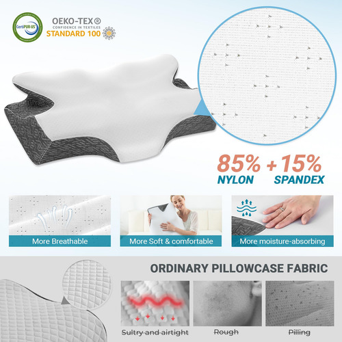 Almohada Cervical Elviros Espuma Viscoelástica Para Dormir Gris Oscuro