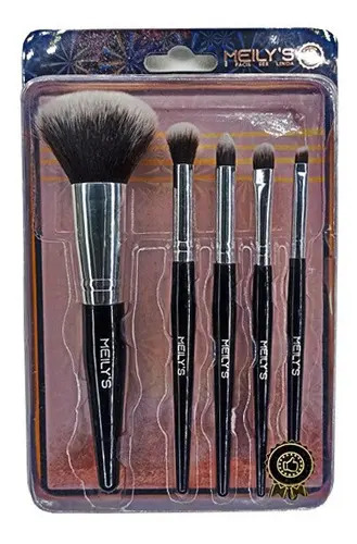 Kit Pinceis De Aplicação Cerdas Macias 5uni Pinceis Meilys Cor Preto