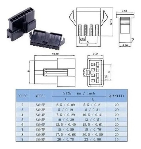 Conector Jst 2 Pines, Paso 100 / 2.54 Mm (100 Juegos)