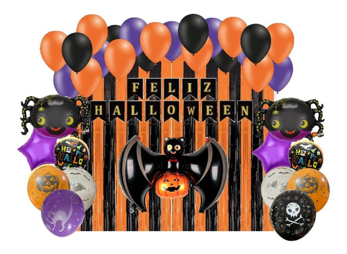 Espectacular Kit De Globos Halloween Vampiro Arañas