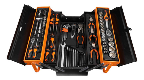 Caja Herramientas Metalica + Set De 88 Piezas Kendo - Rex