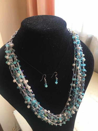 Collares Tejidos En Crochet Con Piedras  De Cristal