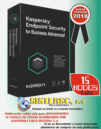 Kaspersky Endpoint Security Advanced 15 Nodo 1 Año Revendedo