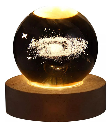 Luces Nocturnas Magic Crystal Ball Planet Con Base De Madera