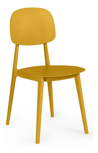 Mesa De Jantar Eiffel Branca 80cm Com 4 Cadeiras Itália Cor Amarelo