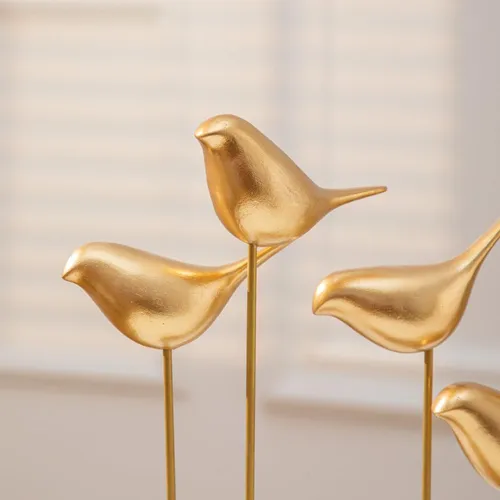 Anding Escultura Pájaro Dorado A51521 Decoración Mmg