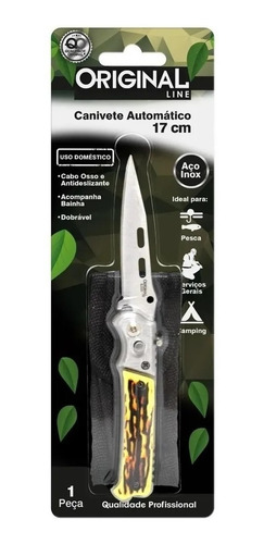 Canivete Automático 17cm Cabo Osso Com Bainha Original Line