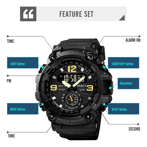 Reloj Reloj Deportivo Digital Hombre Con Reloj 24 Led Cronóm