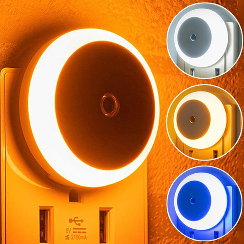 Lâmpada De Parede Led Night Light Plug Com Sensor De Luz Par