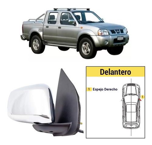 Espejo Derecho Manual Nissan Navara 2008/2015 - Cromado 