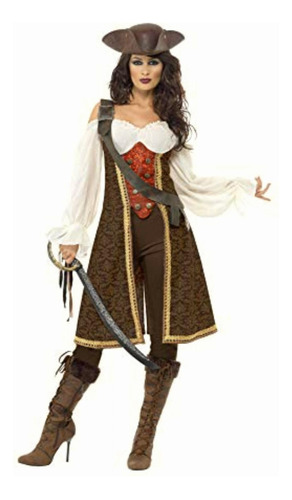 Smiffy's High Seas Pirate Wench Costume, Brown/white/red,