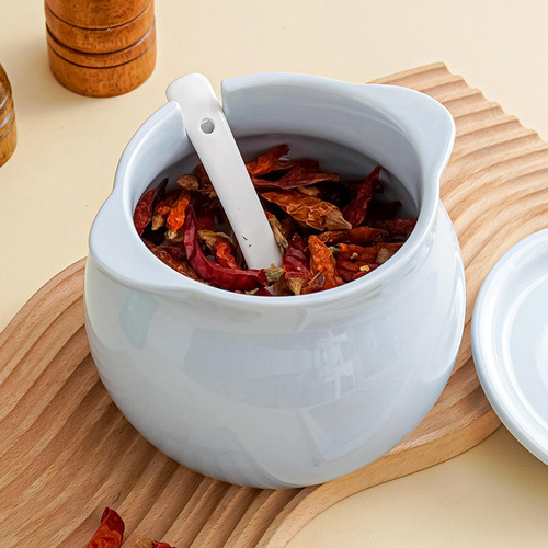 Recipiente De Cocina, Tarro De Condimentos Con Tapa, Azul
